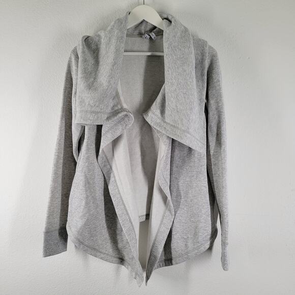 Z By Zella Cardigan Womens Medium Gray Drape Collar Open Front Shooting Star NWT - Picture 2 of 11